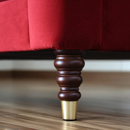 ベルベッド張り クラシック3人掛けソファ/ 赤が映えるホテルライクなラグジュアリーインテリア【送料無料】