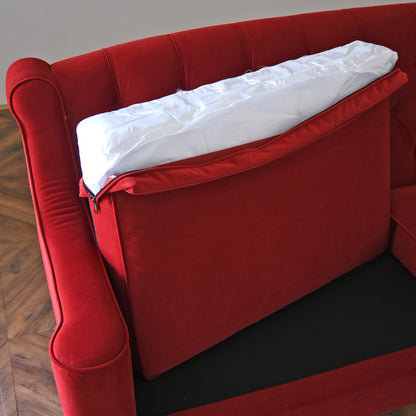 ベルベッド張り クラシック3人掛けソファ/ 赤が映えるホテルライクなラグジュアリーインテリア【送料無料】
