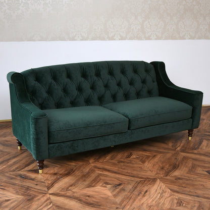 3人掛けソファ ベルベッド張りクラシック/ 緑が映えるホテルライクなラグジュアリーインテリア【送料無料】