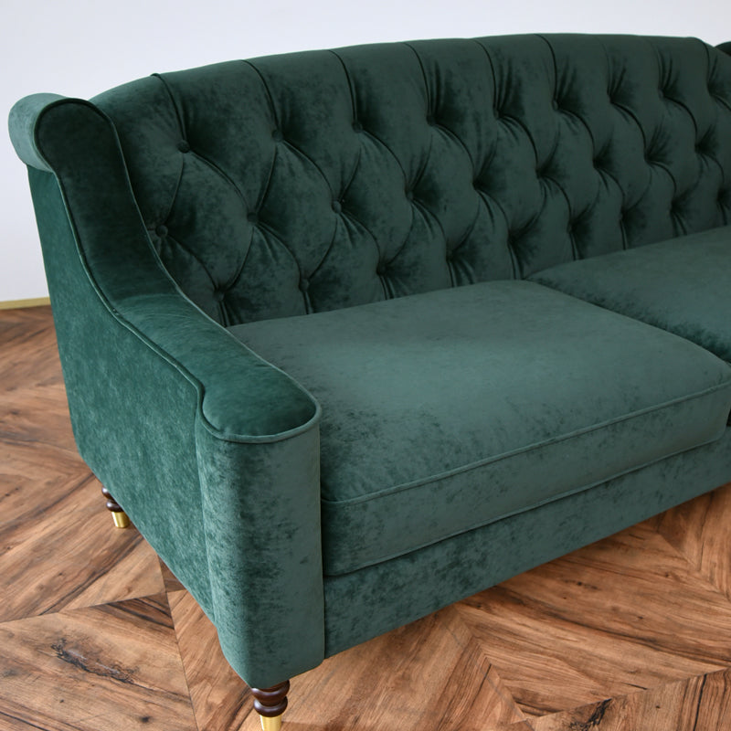 3人掛けソファ ベルベッド張りクラシック/ 緑が映えるホテルライクなラグジュアリーインテリア【送料無料】