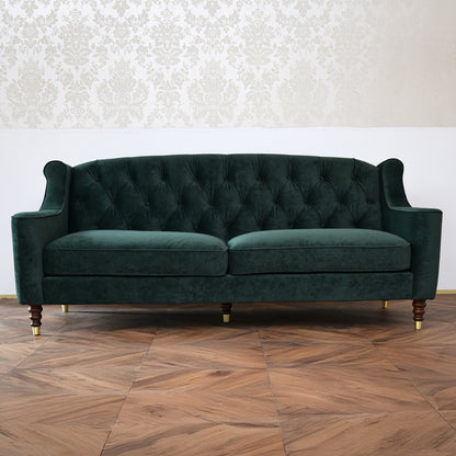 3人掛けソファ ベルベッド張りクラシック/ 緑が映えるホテルライクなラグジュアリーインテリア【送料無料】