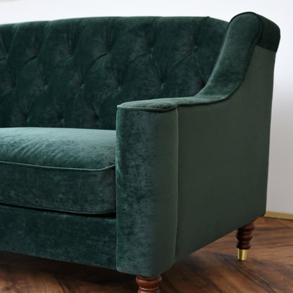 3人掛けソファ ベルベッド張りクラシック/ 緑が映えるホテルライクなラグジュアリーインテリア【送料無料】