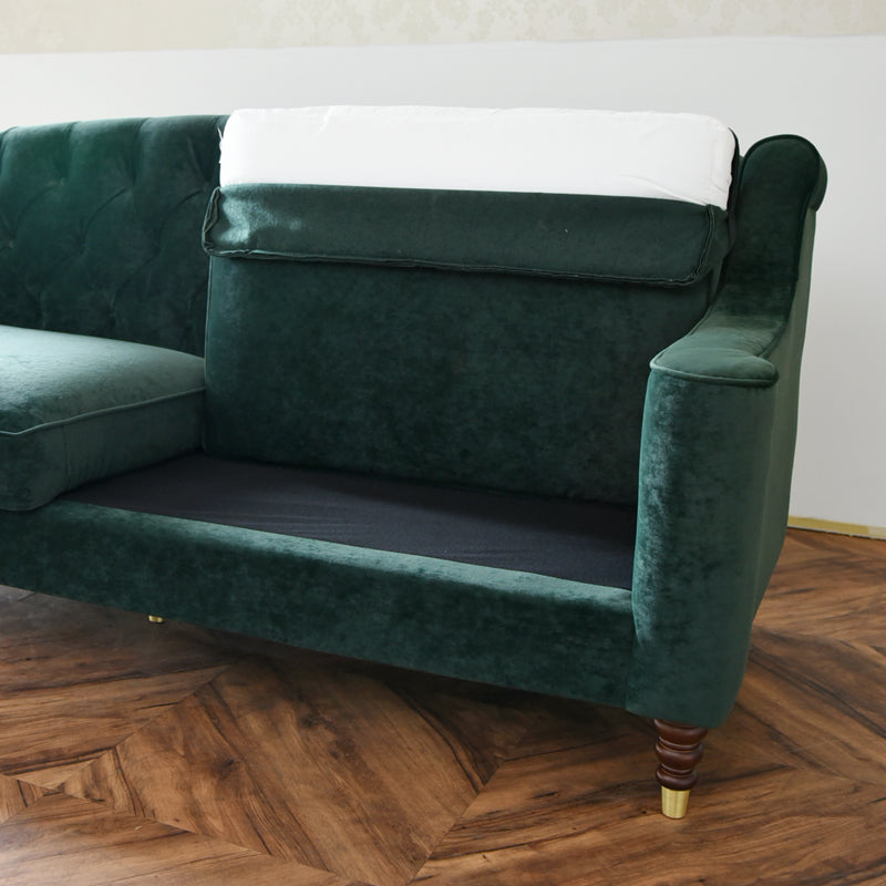 3人掛けソファ ベルベッド張りクラシック/ 緑が映えるホテルライクなラグジュアリーインテリア【送料無料】