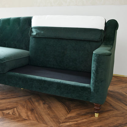 3人掛けソファ ベルベッド張りクラシック/ 緑が映えるホテルライクなラグジュアリーインテリア【送料無料】