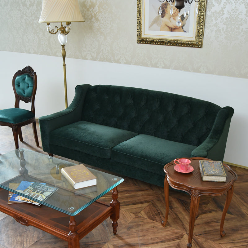 3人掛けソファ ベルベッド張りクラシック/ 緑が映えるホテルライクなラグジュアリーインテリア【送料無料】