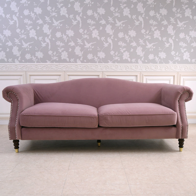 3人掛けソファ W190cm ベルベッド (ピンク)  / ホテルライクなソファ【送料無料】