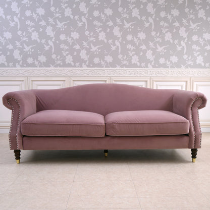 3人掛けソファ W190cm ベルベッド (ピンク)  / ホテルライクなソファ【送料無料】