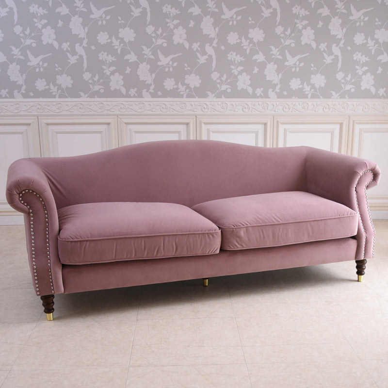 3人掛けソファ W190cm ベルベッド (ピンク) / ホテルライクなソファ