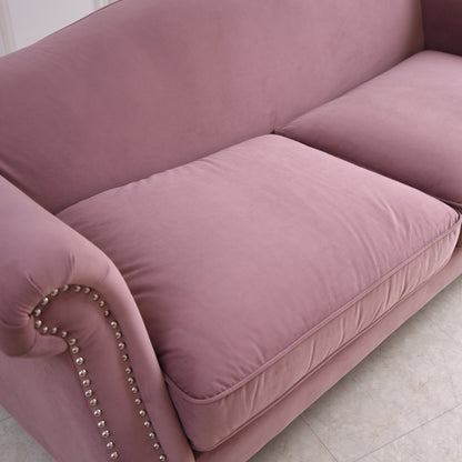 3人掛けソファ W190cm ベルベッド (ピンク)  / ホテルライクなソファ【送料無料】