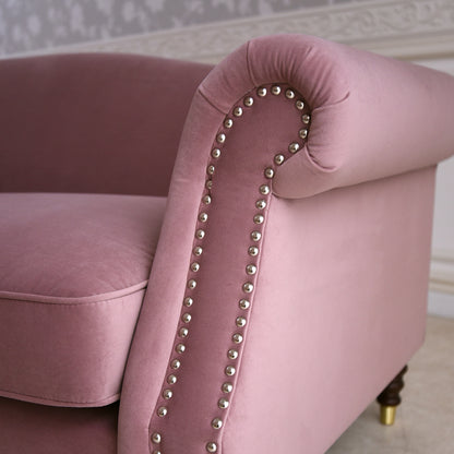 3人掛けソファ W190cm ベルベッド (ピンク)  / ホテルライクなソファ【送料無料】