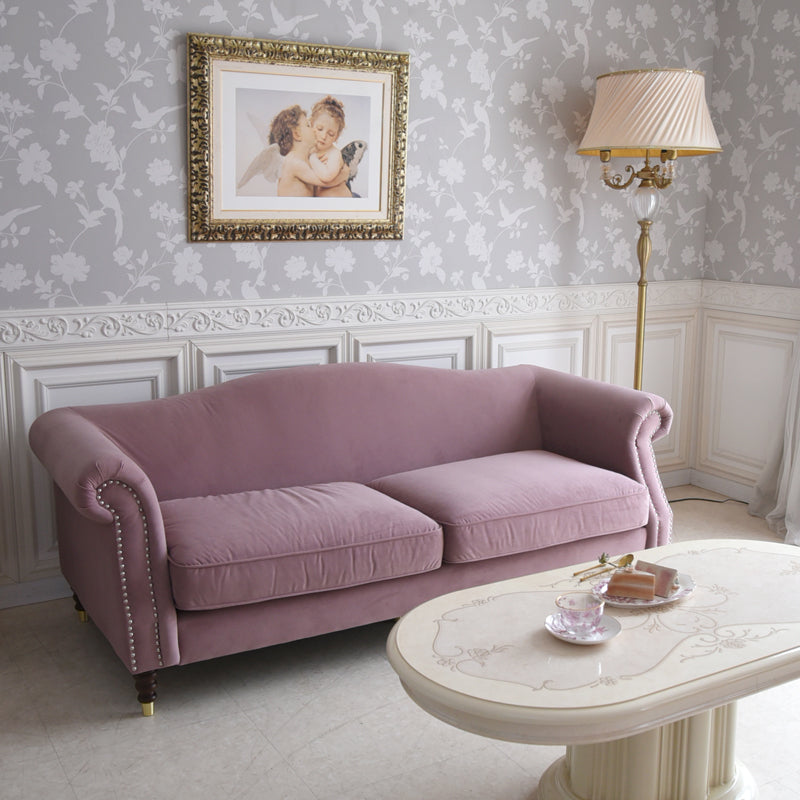 3人掛けソファ W190cm ベルベッド (ピンク)  / ホテルライクなソファ【送料無料】