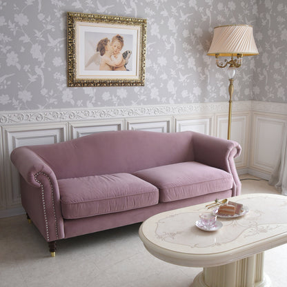 3人掛けソファ W190cm ベルベッド (ピンク)  / ホテルライクなソファ【送料無料】