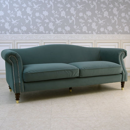 グリーンベルベッド ソファ3人掛け/ 落ち着きと上質感を叶えるホテルライクなソファ【送料無料】