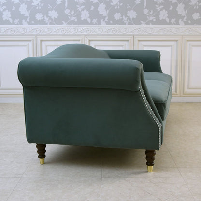 グリーンベルベッド ソファ3人掛け/ 落ち着きと上質感を叶えるホテルライクなソファ【送料無料】