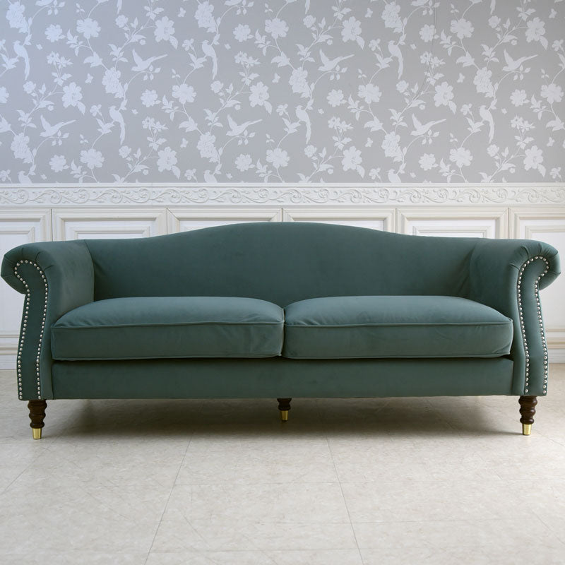 グリーンベルベッド ソファ3人掛け/ 落ち着きと上質感を叶えるホテルライクなソファ【送料無料】