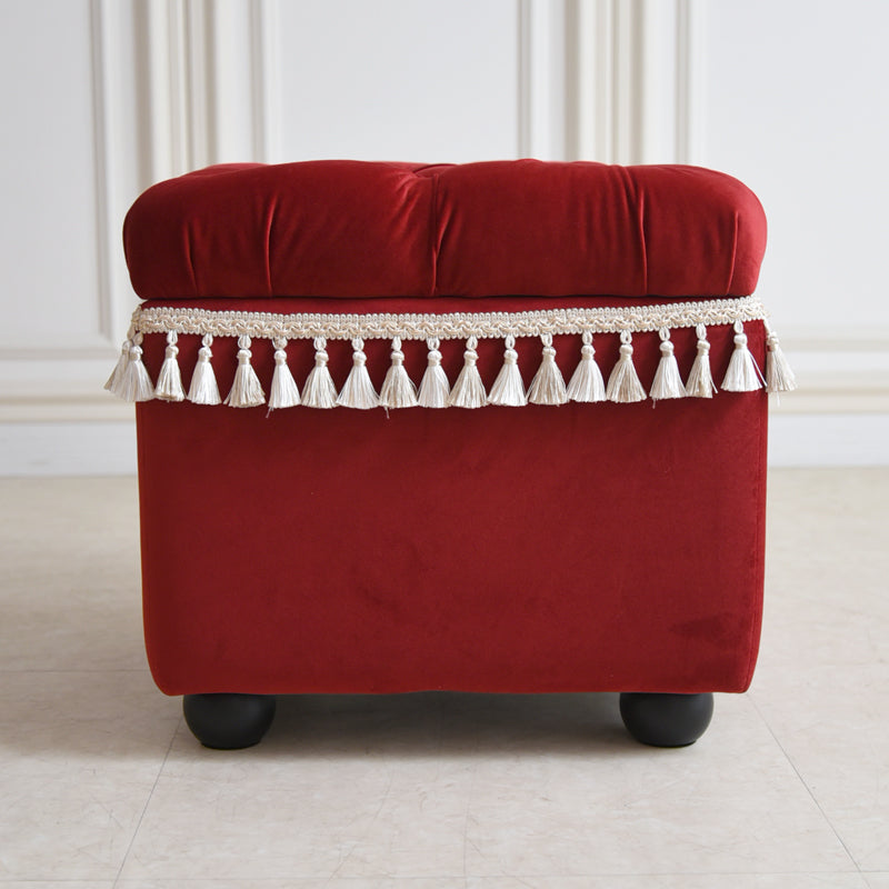 ベルベッド スツール赤 / タッセルが映えるクラシックでホテルライクなインテリアに【送料無料】