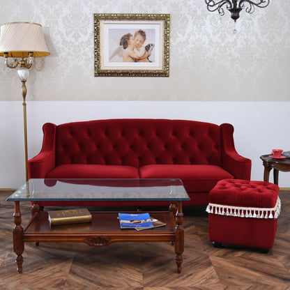 ベルベッド スツール赤 / タッセルが映えるクラシックでホテルライクなインテリアに【送料無料】