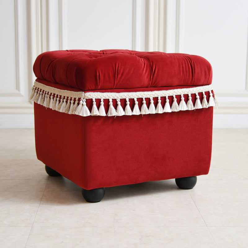 ベルベッド スツール赤 / タッセルが映えるクラシックでホテルライクなインテリアに【送料無料】