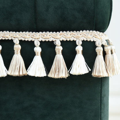 ベルベッド スツール緑/ タッセルが映えるクラシックでホテルライクなインテリアに【送料無料】