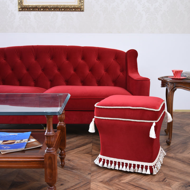 オットマン・スツール （ベルベッド レッド ホテルライク）／すっきり