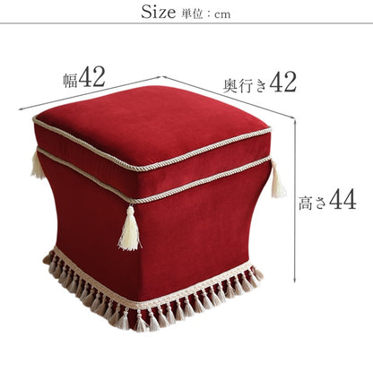 オットマン・スツール （ベルベッド レッド ホテルライク）／すっきりシンプルクラシック【送料無料】