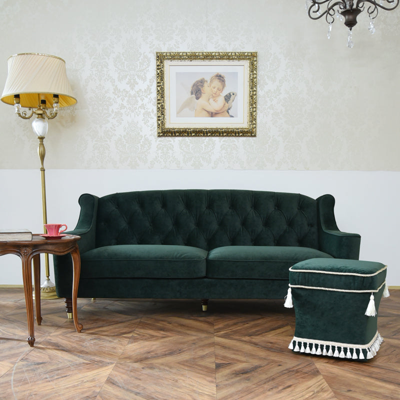 オットマン・スツール （ベルベッド グリーン ホテルライク）／すっきりシンプルクラシック【送料無料】