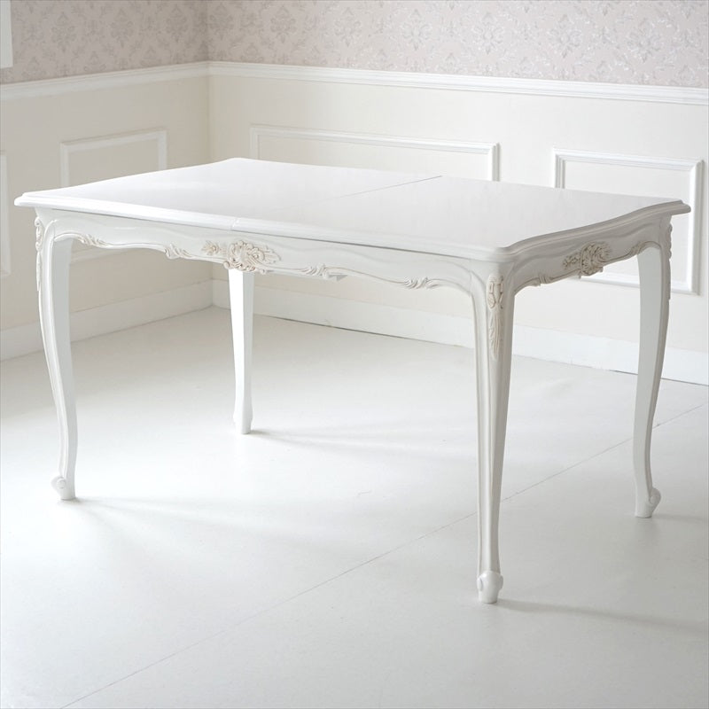 白色 猫脚 伸長式 /ダイニングテーブル/ W135-165 ㎝（伸長式）【送料無料】