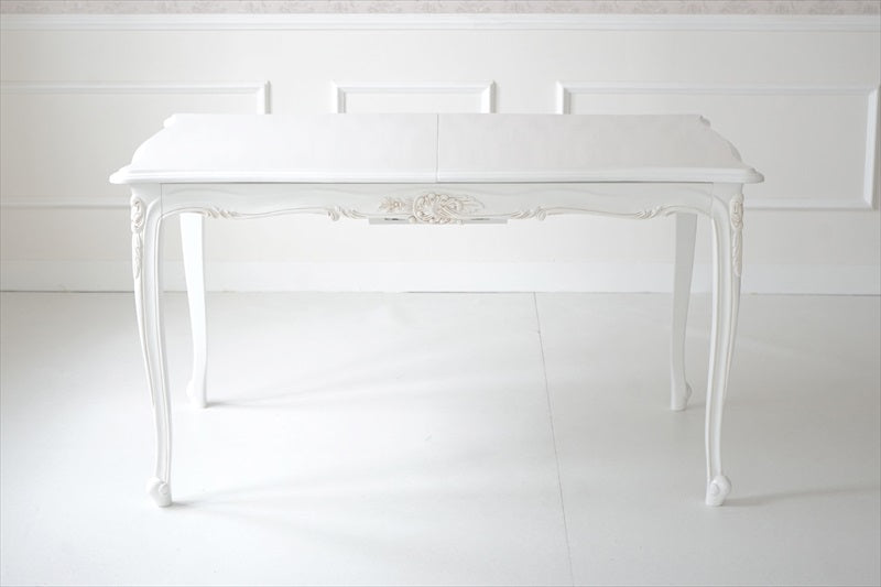 白色 猫脚 伸長式 /ダイニングテーブル/ W135-165 ㎝（伸長式）【送料無料】