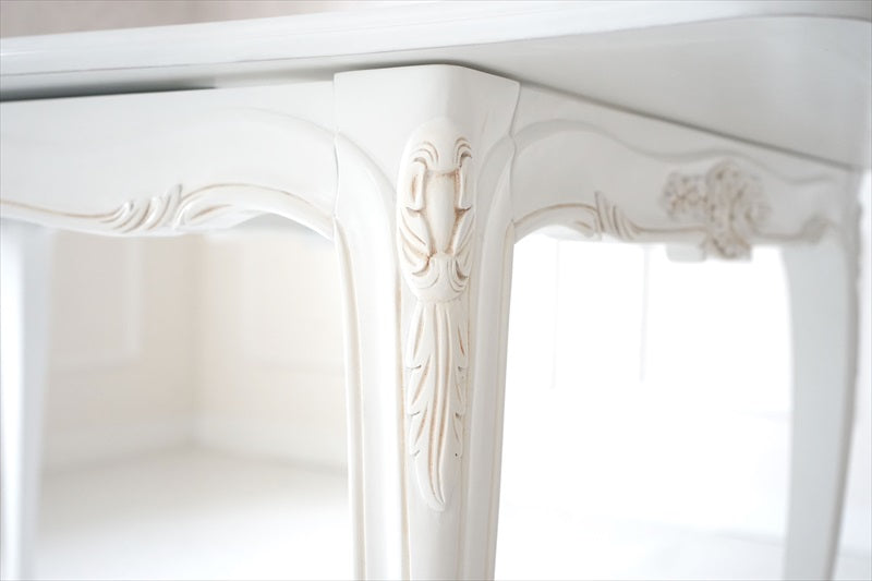 白色 猫脚 伸長式 /ダイニングテーブル/ W135-165 ㎝（伸長式）【送料無料】