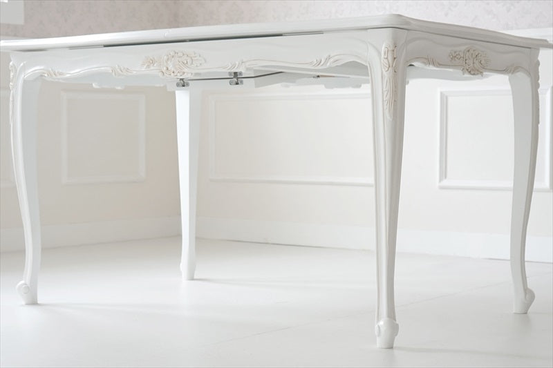 白色 猫脚 伸長式 /ダイニングテーブル/ W135-165 ㎝（伸長式）【送料無料】