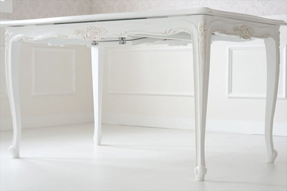 白色 猫脚 伸長式 /ダイニングテーブル/ W135-165 ㎝（伸長式）【送料無料】