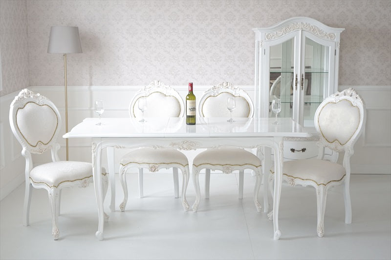 白色 猫脚 伸長式 /ダイニングテーブル/ W135-165 ㎝（伸長式）【送料無料】