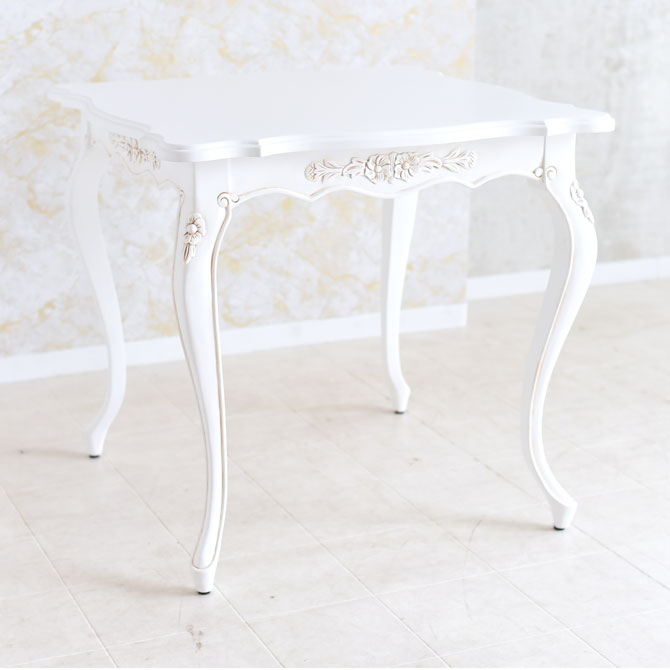 白色 猫脚 /ティーテーブル 80×80cm 姫系インテリア【送料無料】