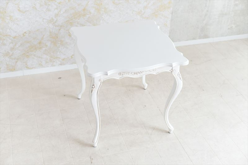 白色 猫脚 /ティーテーブル 80×80cm 姫系インテリア【送料無料】
