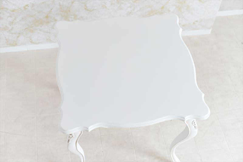 白色 猫脚 /ティーテーブル 80×80cm 姫系インテリア【送料無料】