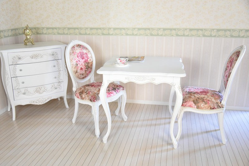 白色 猫脚 /ティーテーブル 80×80cm 姫系インテリア【送料無料】