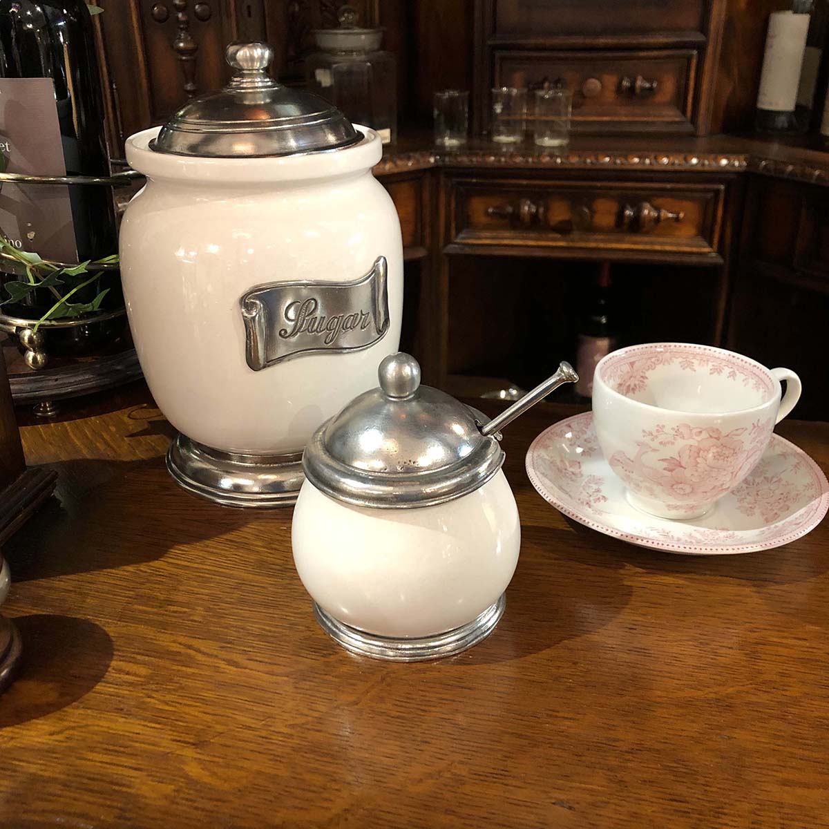 おしゃれなキッチン小物 / 陶器とピューターのキャニスターS イタリア製（salt）