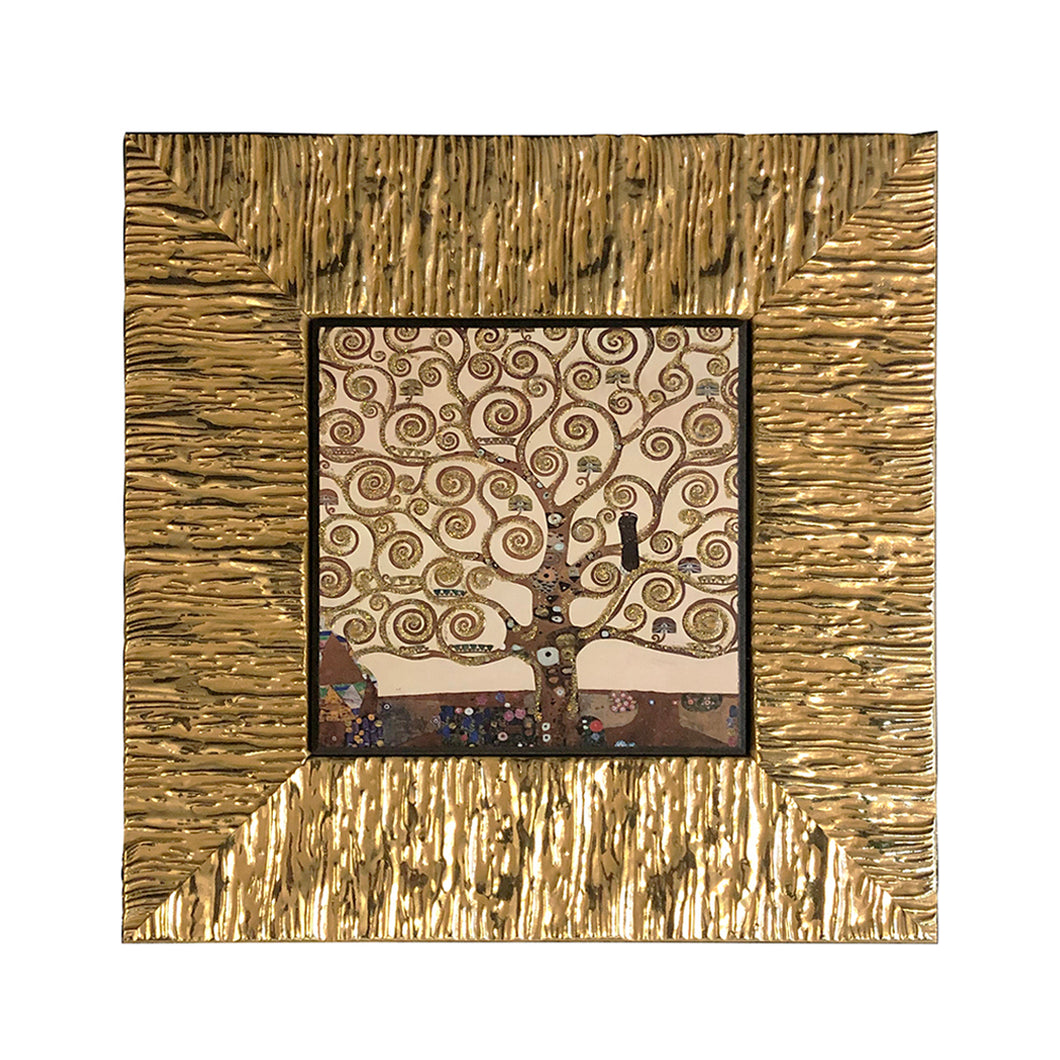 クリムト生命の樹／ゴールドフレームのミニサイズのアート額絵（イタリア製）