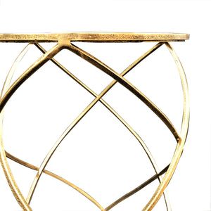 サイドテーブル /ゴールドフレームのコンパクトなガラステーブル