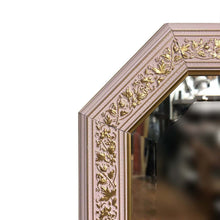 画像をギャラリービューアに読み込む, ウォールミラー/ 八角形の姿見 ピンクのリーフ柄 （イタリア製）
