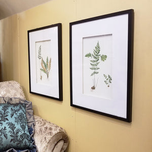 植物のアート額グリーンリーフA/ 黒フレームにマット付きのシンプルなアート