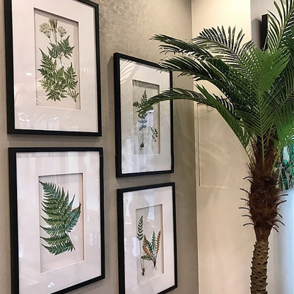 植物のアート額グリーンリーフC/ 黒フレームマット付きのシンプルなアート