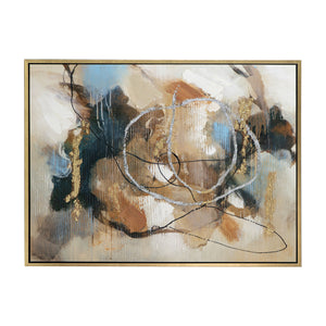 抽象アート オイルペイント フレーム付き/モダンデザインのアートパネル (120×90cm)