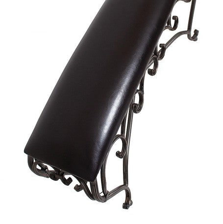 アイアンの曲線が美しい、フレンチスタイルのスリムスツールロング/（ダークブラウン 合皮）