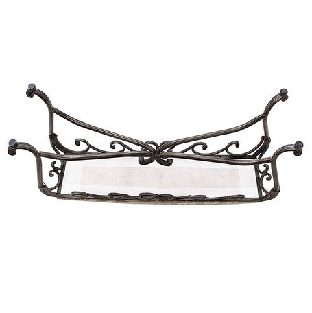 アイアンの曲線が美しい、フレンチスタイルのスリムスツールロング/（ダークブラウン 合皮）