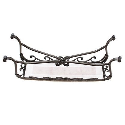 アイアンの曲線が美しい、フレンチスタイルのスリムスツールロング/（ダークブラウン 合皮）